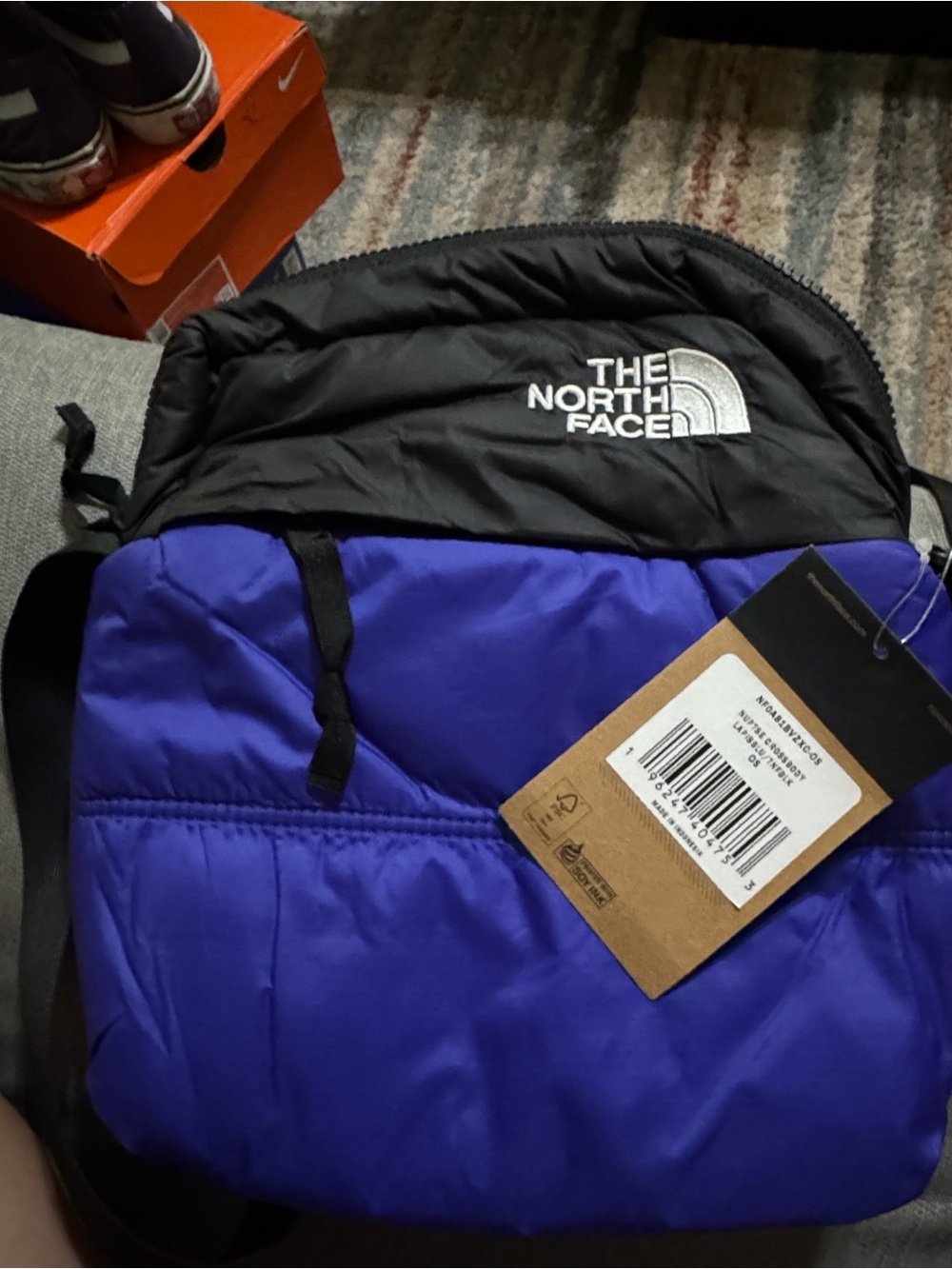 The North Face Black and Purple Crossbody Bag